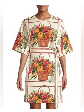 Tory Burch Cream and Red Fruit Basket Dress